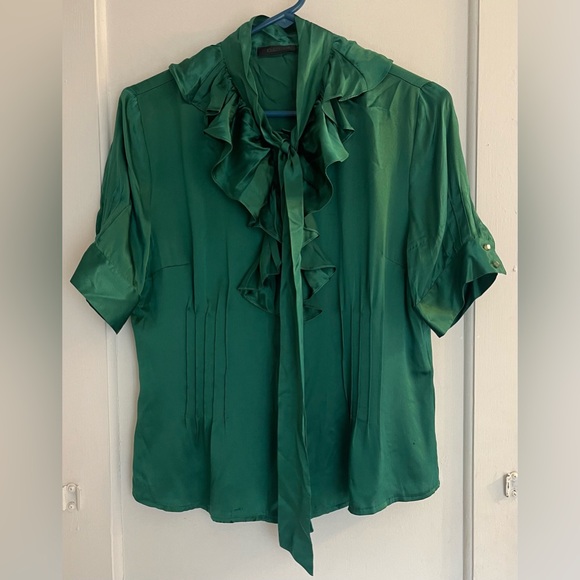 Exaltation 100% Satin Emerald Green Blouse Size 42(6) - Picture 1 of 8